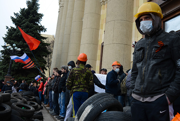 Protestas en Járkov en la primavera de 2014.